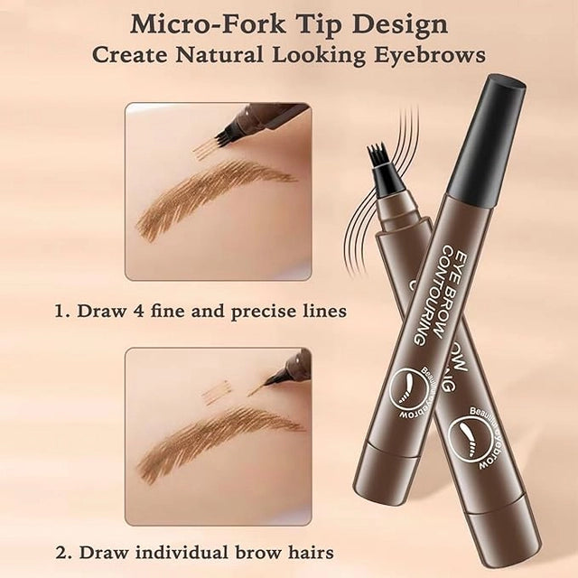 Waterproof Microblading Eyebrow Pencil with a Micro Fork Tip Applicator Pack of 2