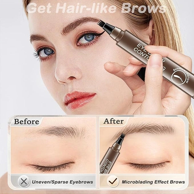 Waterproof Microblading Eyebrow Pencil with a Micro Fork Tip Applicator Pack of 2